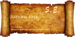 Sáfrány Erik névjegykártya